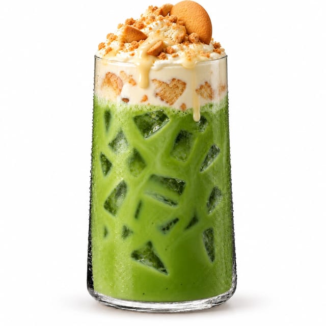 Iced pumpkin pie pudding matcha.