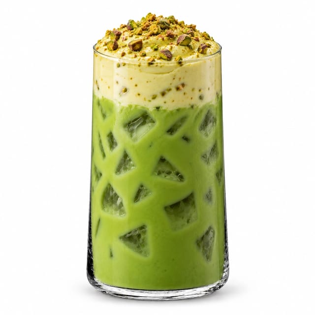 Iced pistachio matcha.