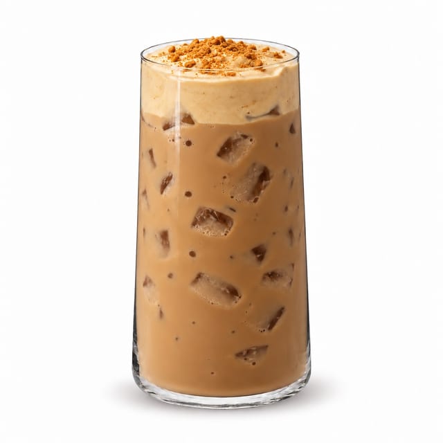 Iced cloud 9 with biscoff cream top.